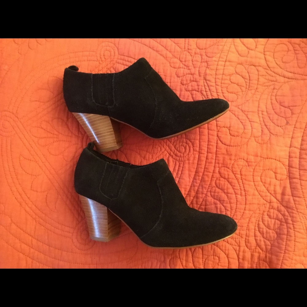 Audrey Brooke black suede booties